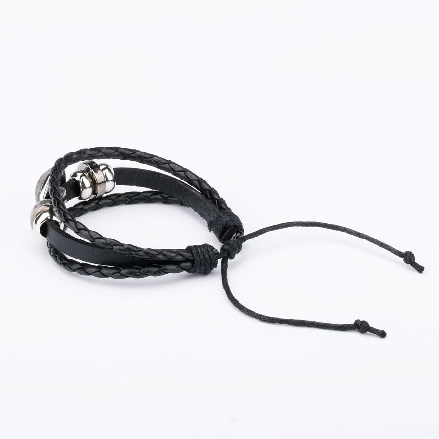 Wholesale Mom Heart Letter Crystal Cowhide Beads Bracelet